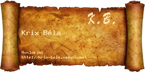 Krix Béla névjegykártya